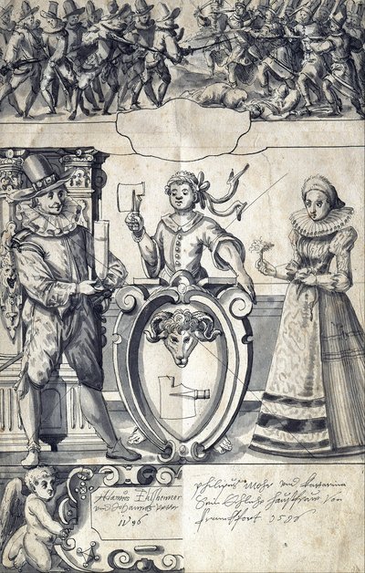 Karikatur für den Frankfurter Metzger Philipp Mohr und seine Frau Catherine von Adam Elsheimer